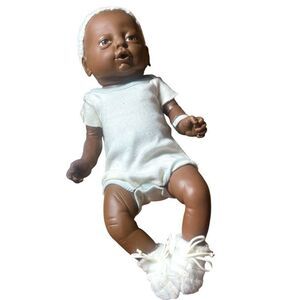 Anatomically Correct Newborn‎ Black Baby Boy Pacifier & Hospital Band Doll 1988